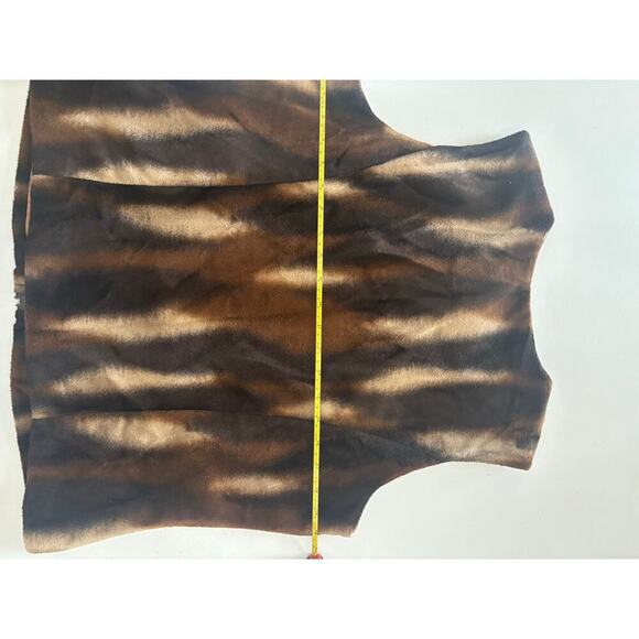 Vintage Faux Fur Zip Vest Brown Tan Ombre Animal Print 90s Y2K Cozy Layer large - Picture 7 of 7